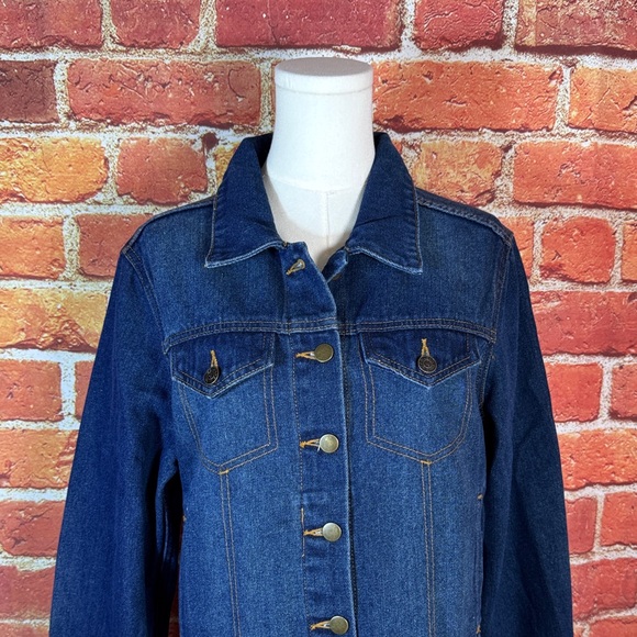 Vigoss Dark Blue Denim Jacket‎ Women’s Size Medium Front Flap Pockets - Picture 12 of 15